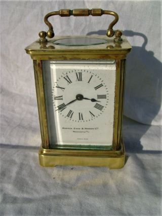 Antique English/french Brass Cased Carriage Clock,  Key.  Newcastle Upon Tyne.