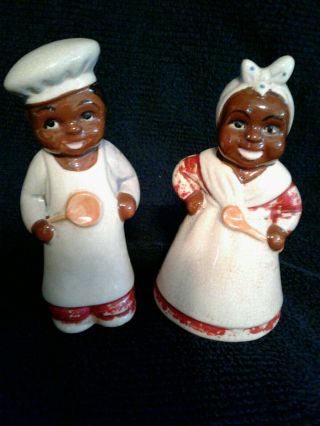 Vintage Black Americana Aunt Jemima Uncle Moses Salt & Pepper Shakers