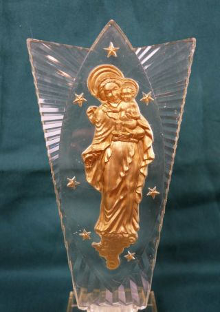 Rare Vintage Mid Century Plastic Molded Gold Painting Mary and Jesus Statue 2