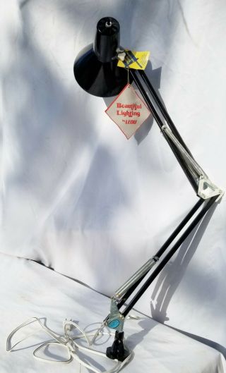 Vintage Black Ledu Articulating Lamp Base Mid Century Modern Swing Arm Drafting