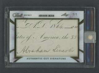 2017 - 18 Leaf Pearl Hockey President Abraham Lincoln Signed 1864 Auto Autograph 1