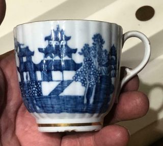 Antique 18th C.  Caughley Salopian Porcelain Coffee Cup,  " Temple " Pattern