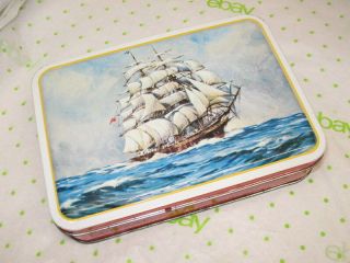 Vintage Bensons Candy Tin Tall Ship Sailing Ship Anchors England