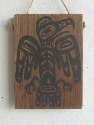 Vtg Northwest Coast Indian Haida Art Painting On Cedar Plaque By John Bennett