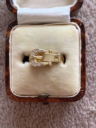 Vintage 18ct Gold Diamond Set Buckle Ring