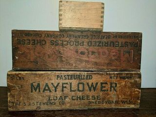 2 Antique Wooden 5lb.  Cheese Boxes (2 Total)