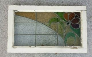 Vintage Art Nouveau Leaded Stained Glass Reclaimed Window Size 740 X 450