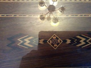 Wood Serving Tray Beverage Inlaid Marquetry Antique/Vintage Glass Mosaic 3