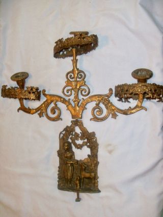 Antique/vtg Solid Brass Ornate 3 Arm Candelabra Candle Stick Holders