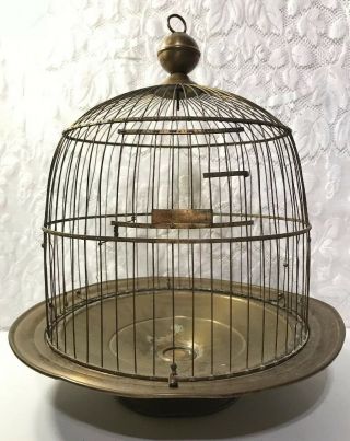 Antique Hendryx Brass Beehive Bee Hive Style Bird Cage Vintage Metal Hanging