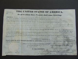 C.  1841 Antique Columbus Mississippi Land Grant Signed By Martin Van Buren