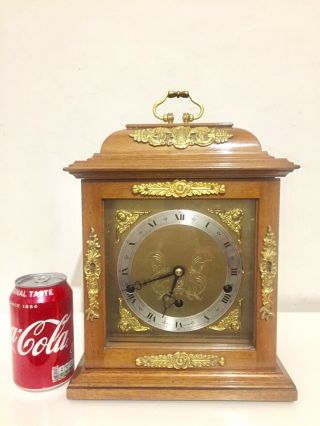 Vintage English Made Dual Chime Walnut Cased Mantle Clock By Elliott.  C1960.
