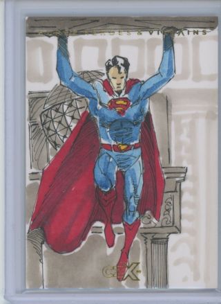 Cryptozoic Dc Heroes & Villain Czx Superman Sketch 1/1 Igor Cicarini