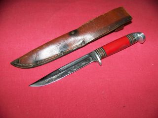 Vintage Western Field Red Hunting 48 Style Knife Leather Handle 8 in. 3