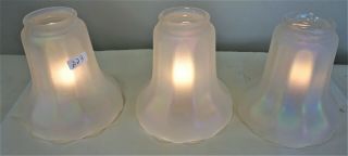 Vintage Set Of 3 Iridescent Frosted Glass Nuart Imperial Glass Shades