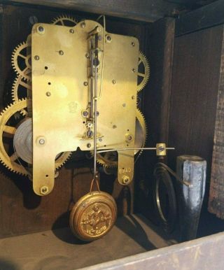 Vintage Antique Seth Thomas Shelf Mantle Clock Green Black Adamantine Celluloid 3