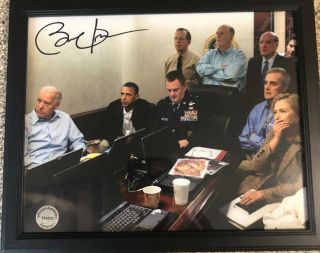Barack Obama Signed War Room 8 X 10 Picture.  Very Cool Picture
