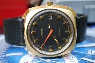Avia Swissonic Electronic Gents Gold Plated Vintage Watch C1970 