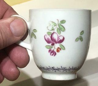 Antique 18th C.  Floral Decorated Porcelain Coffee Cup