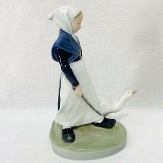 Vintage Royal Copenhagen Porcelain Girl With Goose Figurine Statue 528 2