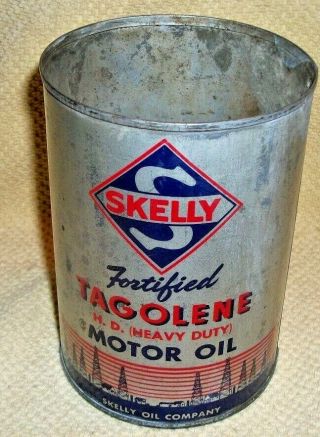 Vintage Fortified Tagolene Skelly Quart Motor Oil Can