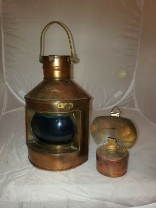 Vintage Hong Kong Nautical Oil Lamps Copper Lantern Cwc " Starboard”