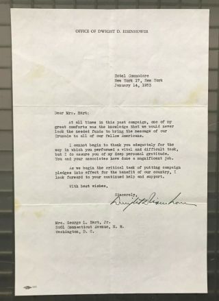 President Dwight D.  Eisenhower Signed 1953 Typed Letter Autographed Jsa Loa Auto