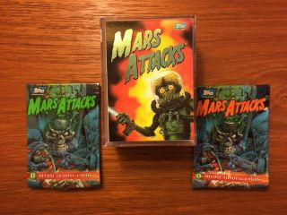 Topps 1994 Mars Attacks Archives Trading Cards Complete 100 Card Set,  2 Wrappers
