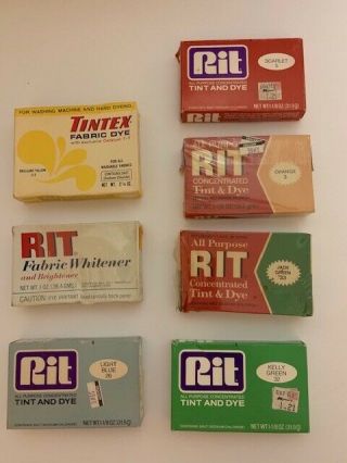 7 Vintage Boxes Rit Tints & Dyes,  Rit Fabric Whitener & Tintex Fabric Dye 2