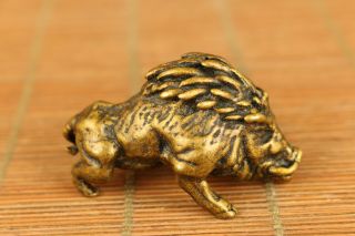 Cool Rare Chinese Old Bronze Wild Boar Statue Tea Tray Decoration