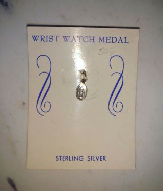 Vintage Virgin Mary Sterling Silver Wrist Watch Medal