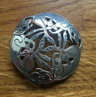 Large Vintage Viking Celtic Dog Brooch Pin Sterling Silver 1995 Aidan J Breen