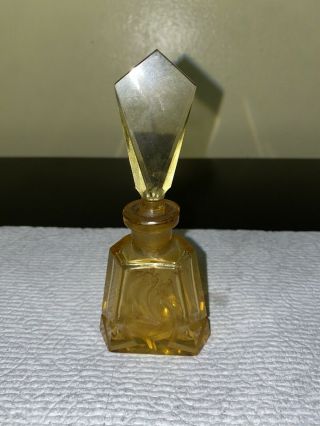 5 1/2 " Czechoslovakia Art Deco Glass Perfume Bottle