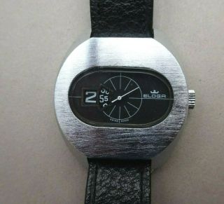Vintage 1970s Mechanical Wristwatch Jump Hour Watch - Swiss Made Eloga