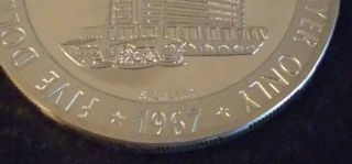 DUNES HOTEL & COUNTRY CLUB $5 STERLING SILVER CASINO GAMING SLOT TOKEN 1967 3