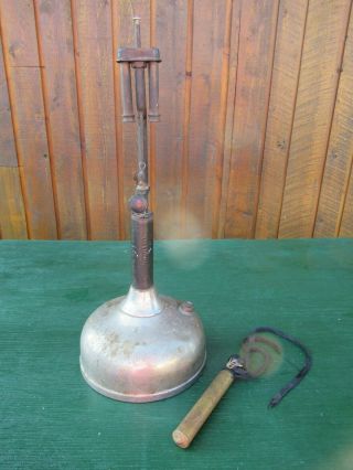 Vintage Coleman Chrome Lantern With Brass Hand Pump