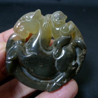 Exquisite Chinese Jade Old Jade Vintage Hand Carved Horse Monkey 808