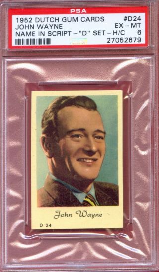 1952 Dutch Gum Card " D " Set D24 John Wayne Actor Big Jim Mclain Psa 6 Vintage