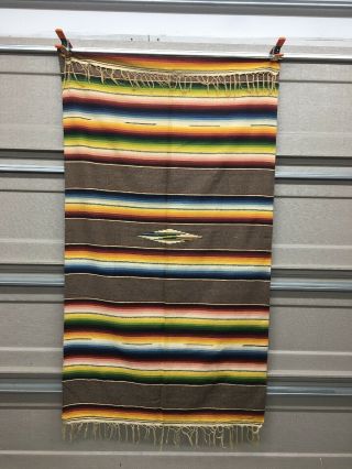 Old Antique Mexican Saltillo Blanket Fine Wool Color And