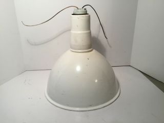 Vintage White Porcelain Enamel Pendant Light,  Barn,  Industrial,  Farmhouse