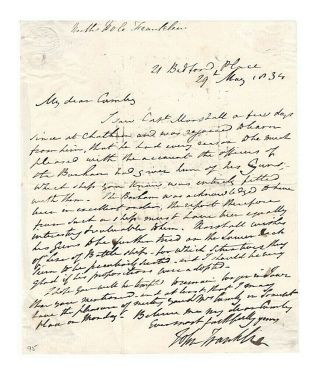 John Franklin (sir) English Arctic Explorer Autograph Letter - Fine Content