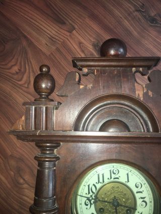 Adler Gong Clock Antique German Mahogany Wall 1930 ' s - Parts 2