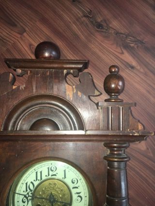 Adler Gong Clock Antique German Mahogany Wall 1930 ' s - Parts 3