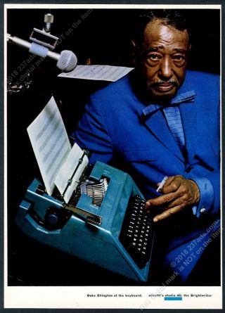 1969 Duke Ellington Photo Olivetti Studio 45 Typewriter Vintage Print Ad