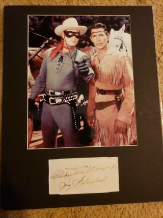 Clayton Moore And Jay Sliverheel Signed Piece Of Index Card With 8x10 Rare