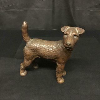 Antique Hubley Fox Terrier Dog Cast Iron Doorstop 8  1/2  Tall