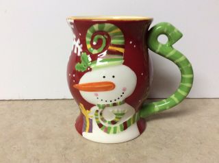 Pier 1 One Imports Christmas Jolly Holiday Snowmen Snowflake Coffee Mug Ceramic