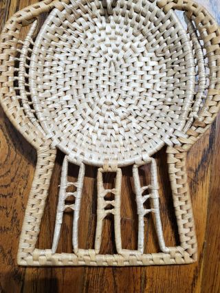 Vintage Owl Shaped Wicker Basket Lay Flat or Wall Hanging Home Decor 3