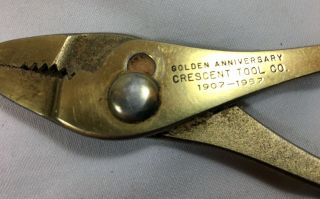 VINTAGE RARE CRESCENT TOOL CO GOLDEN ANNIVERSARY PLIERS 1907 - 1957 2