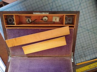 Antique Mahogany Folding Traveling Lap desk box with inkwells 3
